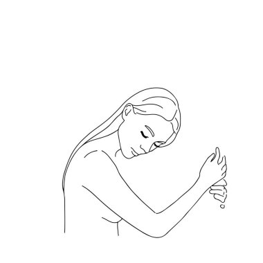   Görünmez erkek arkadaşına sarılan bir kızın silueti, aşk kaybı ve hassas duygular.