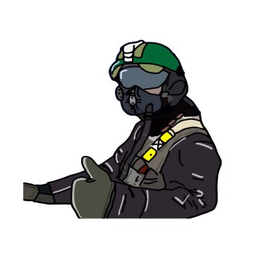 Askeri pilot üniforması giymiş bir adamın vektör çizimi. Asker, pilot. Üniformalı Ukraynalı ordu muhafızları. Vatansever Halk, Ukrayna Silahlı Kuvvetleri (AFU) kavramı