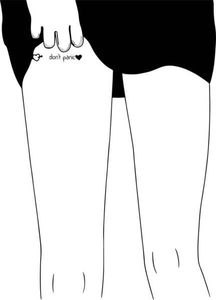 Надпись Татуировке Паникуй Женских Ногах — стоковый вектор
