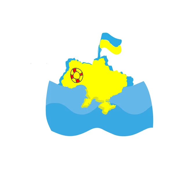 Illustration Pays Ukraine Comme Navire Dans Mer Allant Propre Voie — Image vectorielle