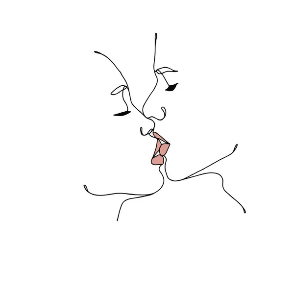 Illustrazione Bianco Nero Dei Baci Tra Ragazze Concetto Amicizia Femminile — Vettoriale Stock