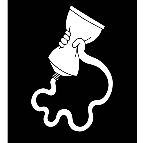 Ilustración Blanco Negro Pasta Empujándose Hacia Fuera — Vector de stock