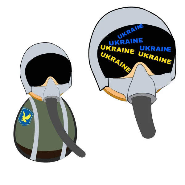 Διανυσματική Απεικόνιση Του Πιλότου Ντυμένος Στρατιωτική Στολή Στρατιωτικός Πιλότος Ουκρανική — Διανυσματικό Αρχείο