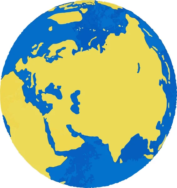 Bumi Berwarna Kuning Biru Konsep Dukungan Dunia Untuk Ukraina Berdiri - Stok Vektor
