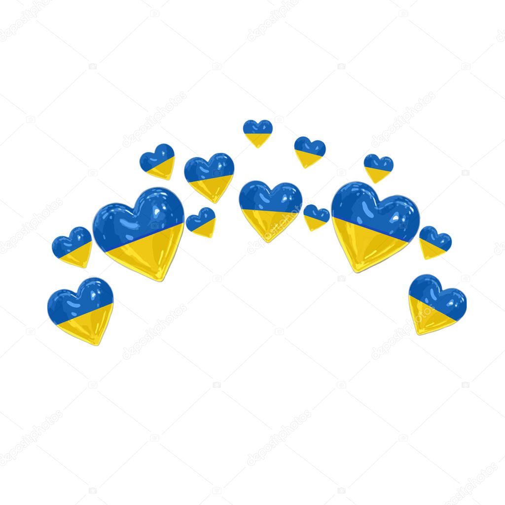  Love Ukraine (blue, yellow color), independence or patriotism, Stop war, Template for freedom, democracy or environmental rights, vector illustration 