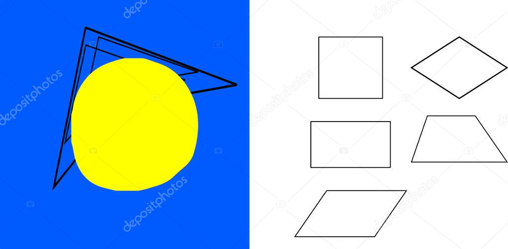   Vector illustration of blue-yellow template, the colors of the national flag of country Ukraine with set of geometric shapes,  independence or patriotism concept, Stop war, and concept of peace in Ukraine