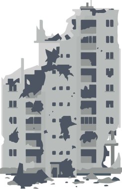 Bombardımandan, savaş yıkımından, Ukrayna 'daki savaştan yıkılan binanın bir örneği.