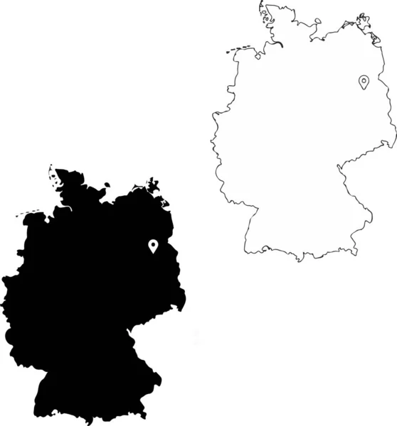 Illustrazione Dei Confini Della Germania Con Segni Punto — Vettoriale Stock