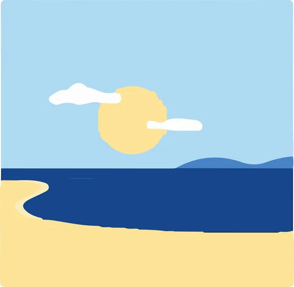 Ilustracja Krajobrazu Słońcem Piaszczystą Plażą — Wektor stockowy