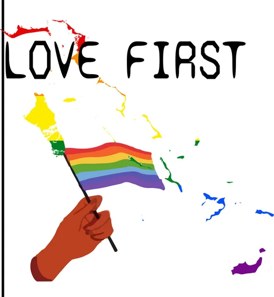 Gurur Bayrağı Harfleri Önce Beyaz Arka Planda Aşk Lgbt Konsepti — Stok Vektör