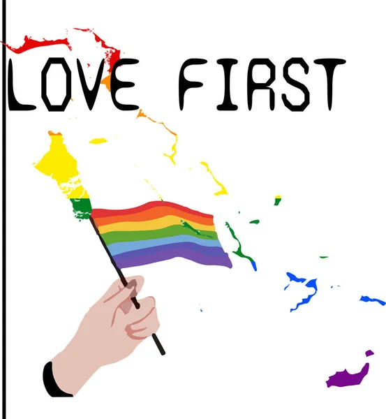 Gurur Bayrağı Harfleri Önce Beyaz Arka Planda Aşk Lgbt Konsepti — Stok Vektör