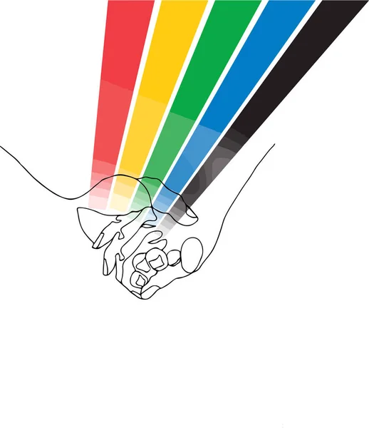 Illustration Des Mains Deux Personnes Avec Des Lignes Couleurs Drapeau — Image vectorielle