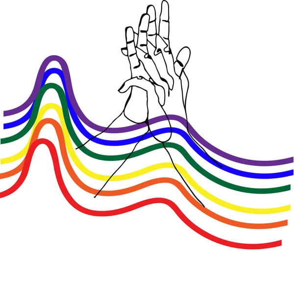 Illustration Två Personers Händer Med Stolthet Flagga Färg Linjer Begreppet — Stock vektor