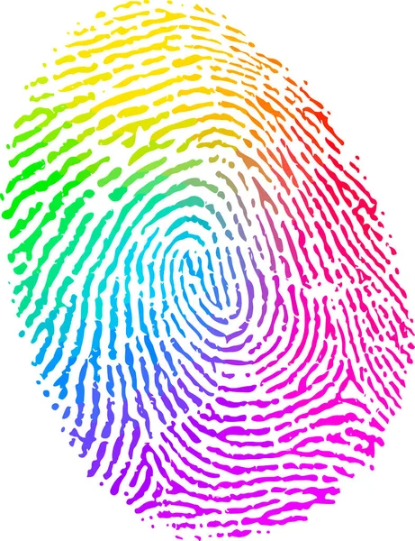 白い背景に虹色の指紋 コンセプトは 性的指向や性同一性の定義を支援Lgbtコミュニティを意味します — ストックベクタ