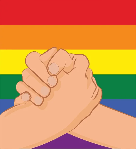 Handshake Ilustração Duas Pessoas Fundo Cor Bandeira Orgulho Conceito Amizade —  Vetores de Stock