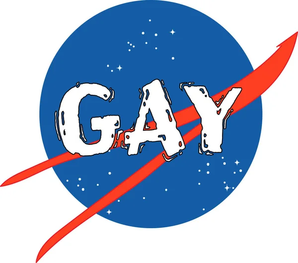 Illustration Nasa Badge Inscription Gay Instead Nasa Lgbt Community Concept — стоковый вектор