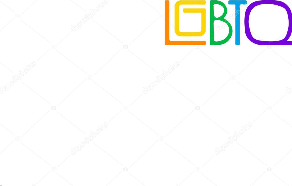 the colorful lettering on white background, LGBT concept