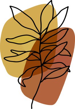   Renkli bir arkaplanda bitki dallarının ana hatlarıyla soyut illüstrasyon 