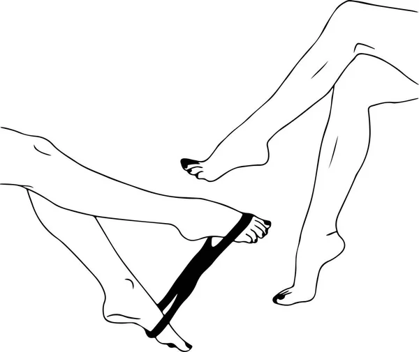 Dessin Art Des Jambes Féminines Avec Culotte Abaissée — Image vectorielle