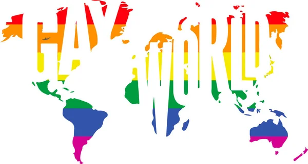 Pride Flag Color World Map White Background Lgbt Concepts — 스톡 벡터