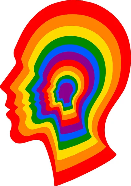 Färg Flerskiktad Modell Ett Mänskligt Huvud Begreppet Psykologi Artificiellt Och — Stock vektor