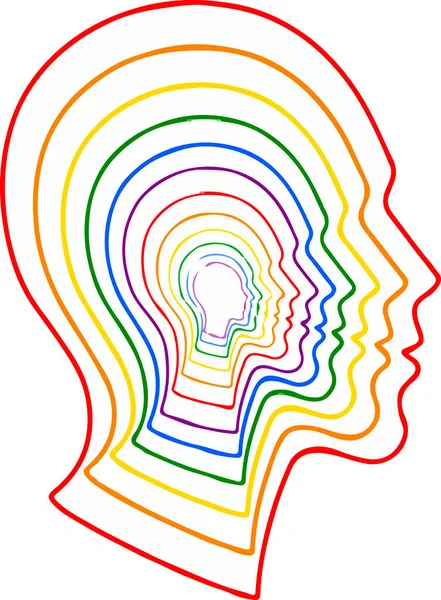 Modello Più Strati Colore Una Testa Umana Concezione Psicologia Mente — Vettoriale Stock