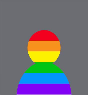 Gri arkaplanda gurur bayrağı rengi kişisi, LGBT konsepti