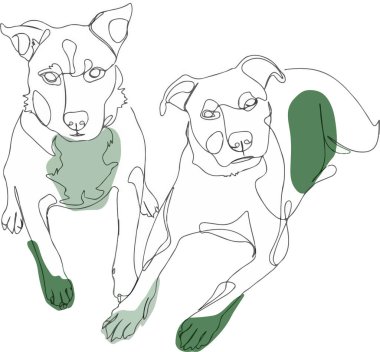  illustration of the dogs, drawing on a white background