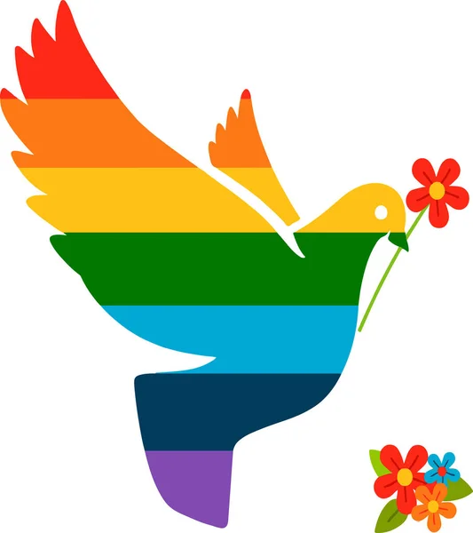 Çiçekli Renkli Güvercin Lgbt Eşitlik Barış Kavramı — Stok Vektör