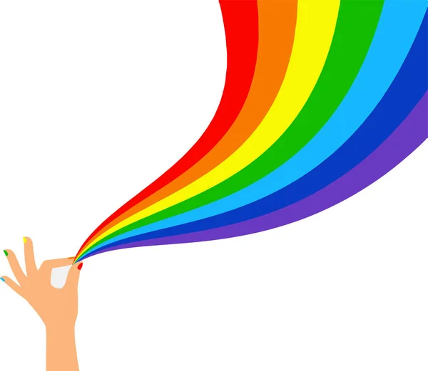 Hand Holding Rainbow Ribbon Lgbt Concept — Vector de stock