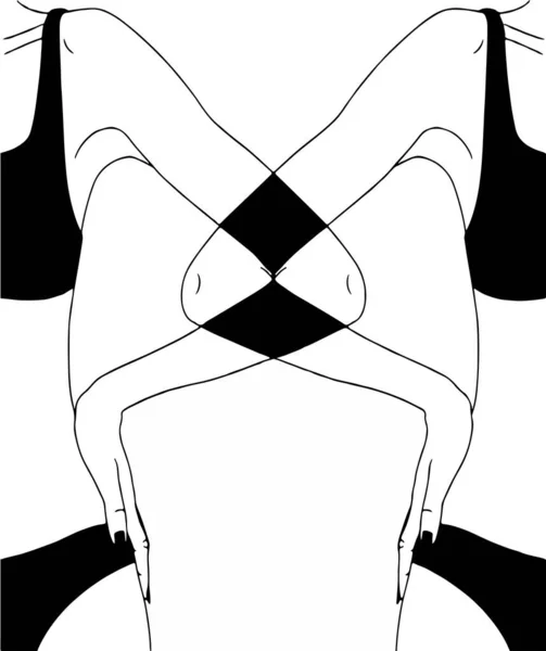 Sexy Women Lingerie Crossing Elbows White Background — Vetor de Stock