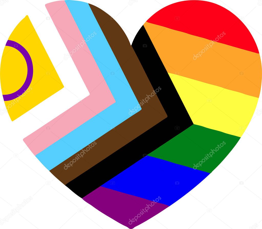   Rebooted pride flag by Daniel Quasar and Rainbow Gay pride flag merged into a heart shape