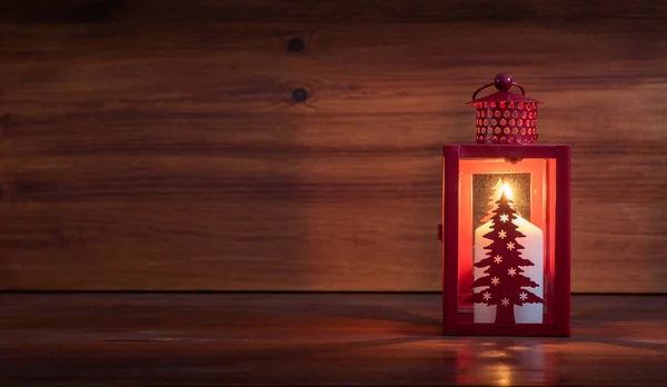 Χριστουγεννιάτικη Διακόσμηση Κερί Φως Αστέρια Σχήμα Φως Ξύλινο Φόντο — Φωτογραφία Αρχείου