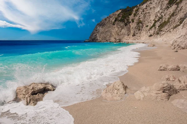 Playa Egremni Isla Lefkada Grecia —  Fotos de Stock