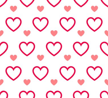 Vector pattern with red hearts. Vector illustration with big and little heart.