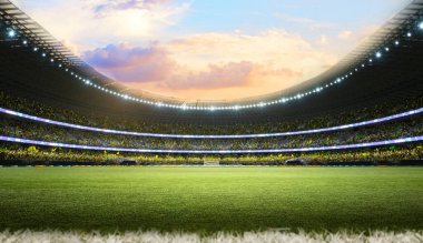 football stadium with crowd background morning sky
