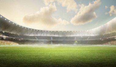 football stadium with crowd background morning sky