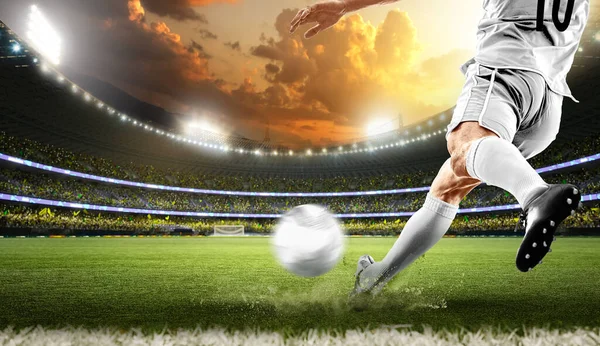 Football Soccer Player Kicking Action White Team Euro Cup Nations — Stok fotoğraf