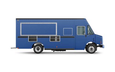 blue Food Truck mockup isolated on white background