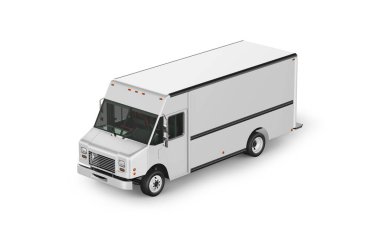 Food Truck 3D Rendering Isolated on White