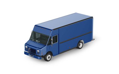 blue Food Truck mockup isolated on white background