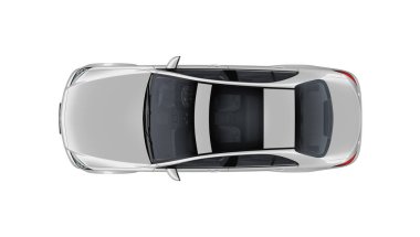 sedan car top view isolated on white background 3d render