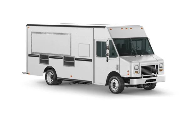 Food Truck 3D Rendering Isolated on White