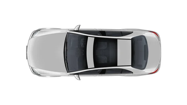 Sedan Car Top View Isolated White Background Render —  Fotos de Stock