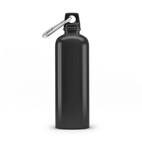 Metal Black Water Flask Isolated White Background — Stock Photo, Image