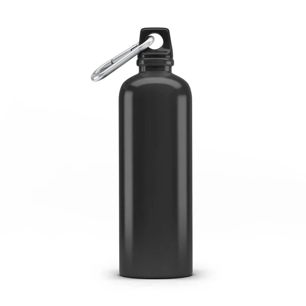 metal black water flask isolated on white background