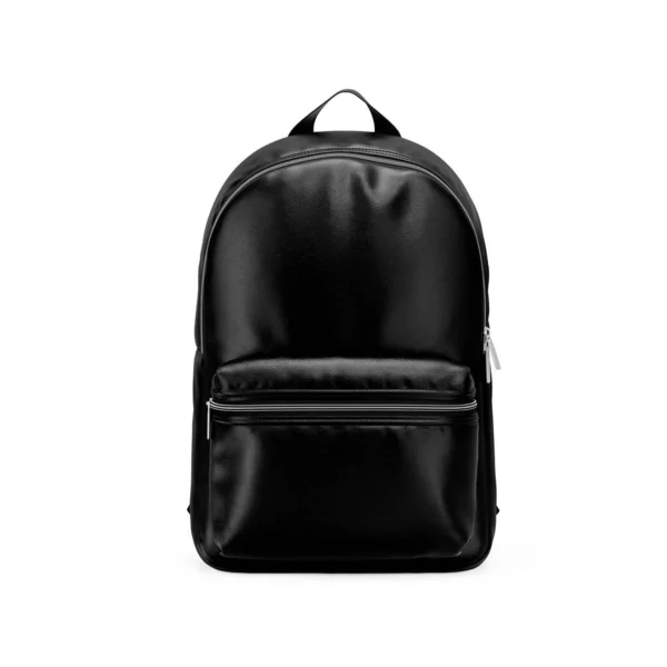 Bolso Cuero Negro Aislado Sobre Fondo Blanco — Foto de Stock