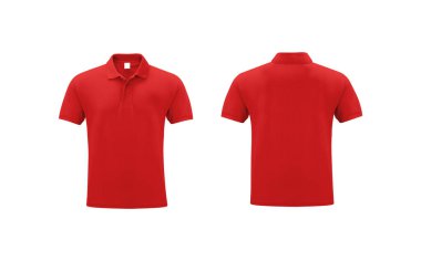 red short sleeve polo t-shirt isolated on white background