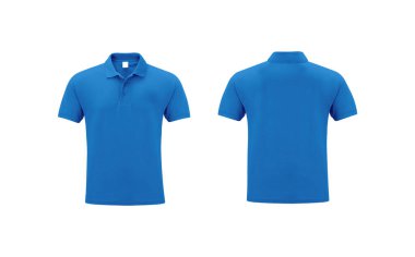 blue short sleeve polo t-shirt isolated on white background