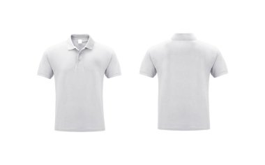 white polo tshirt mockup isolated on white background front and back short sleeve